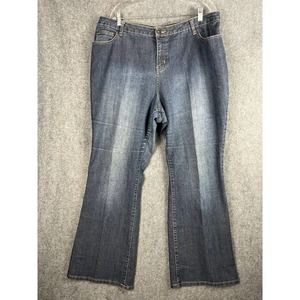 Fashion Bug Jeans Women Size 20w Plus Blue Dark High Rise Bootcut Stretch Denim